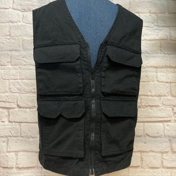 Mens Topman Black Cotton Vest XS NWT with 4 Pockets and Back Pouch - Picture 1 of 5